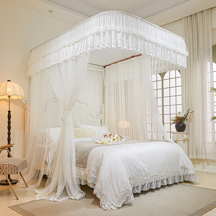 91家纺网 家纺一手货源 找家纺 梦尔佳蚊帐2025新款U型导轨蚊帐-861荣华富贵系列 婚纱白
