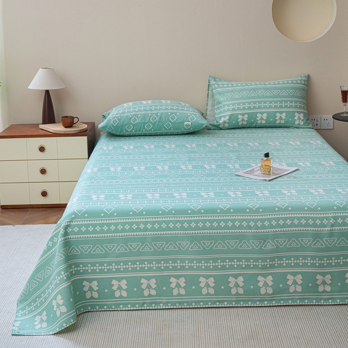 91家纺网 家纺一手货源 找家纺 邵依家纺 2025新款原棉老粗布印花床单系列 草莓情-绿