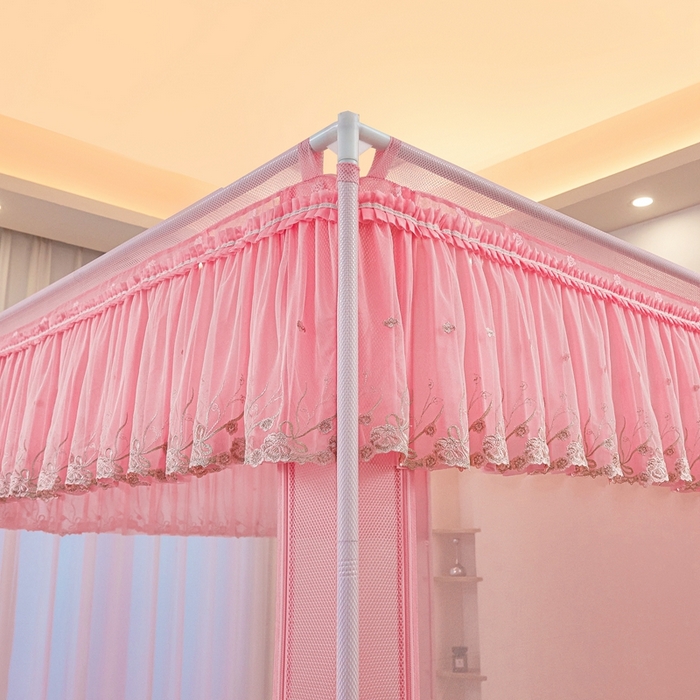 91家纺网 家纺一手货源 找家纺 梦尔佳蚊帐2025新款TU绣花蚊帐-859窈窕淑女系列 喜庆粉红