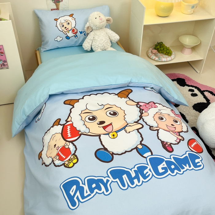 91家纺网 家纺一手货源 找家纺 金爱家 2025新款喜羊羊系列幼儿园三件套 幼儿园-Y亲亲伙伴