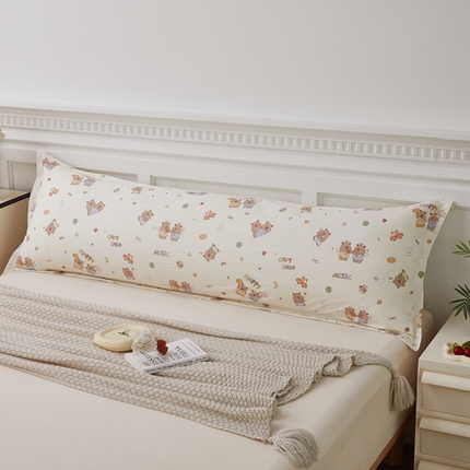 翎盈家纺 2025新款纯棉小清新双人枕套 音乐卡皮