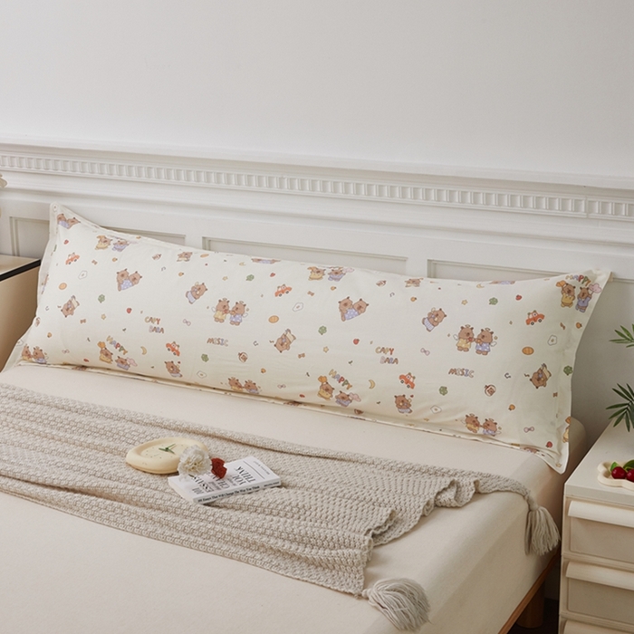 91家纺网 家纺一手货源 找家纺 翎盈家纺 2025新款纯棉小清新双人枕套 音乐卡皮