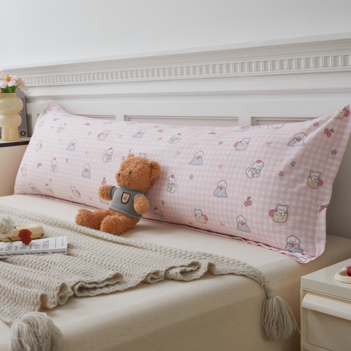 91家纺网 家纺一手货源 找家纺 翎盈家纺 2025新款纯棉小清新双人枕套 可爱家族