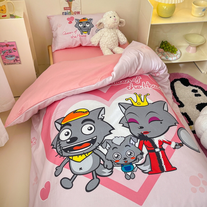 91家纺网 家纺一手货源 找家纺 金爱家 2025新款喜羊羊系列幼儿园三件套 幼儿园-Y灰灰家族