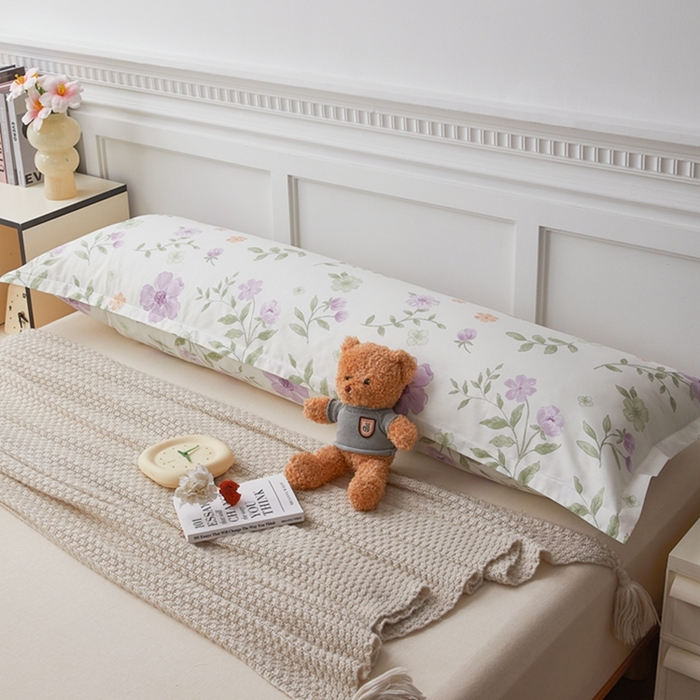 91家纺网 家纺一手货源 找家纺 翎盈家纺 2025新款纯棉小清新双人枕套 蜜语花开