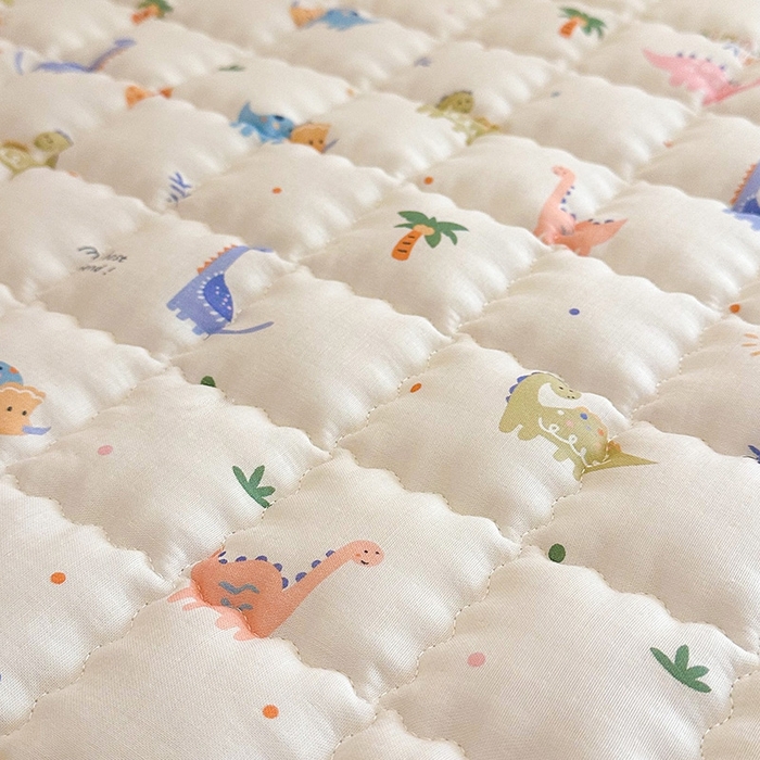 91家纺网 家纺一手货源 找家纺 嗨生活 2025新款7A抗菌全棉双层纱床垫 床褥 幼儿园床垫 儿童床垫 支持定做  恐龙奇趣