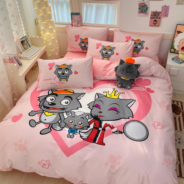 91家纺网 家纺一手货源 找家纺 （总）金爱家 2025新款喜洋洋纯棉数码印花系列四件套