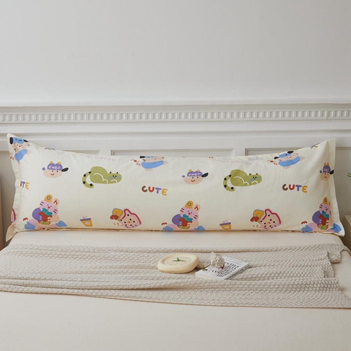 91家纺网 家纺一手货源 找家纺 翎盈家纺 2025新款纯棉小清新双人枕套 机智萌宠