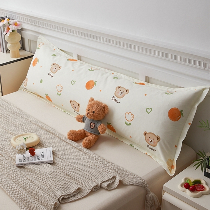 91家纺网 家纺一手货源 找家纺 翎盈家纺 2025新款纯棉小清新双人枕套 熊宝乐园