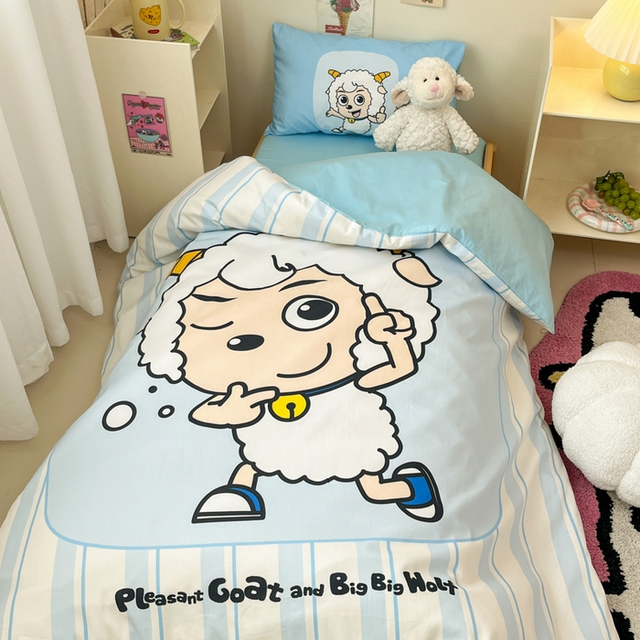 91家纺网 家纺一手货源 找家纺 金爱家 2025新款喜羊羊系列幼儿园三件套 幼儿园-Y羊先生