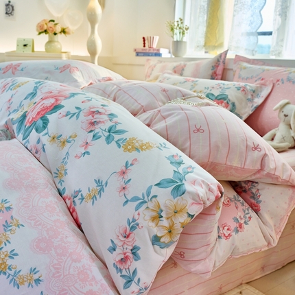 珂博家纺 2025新款12868全棉纯棉小清新印花四件套 花馨之梦