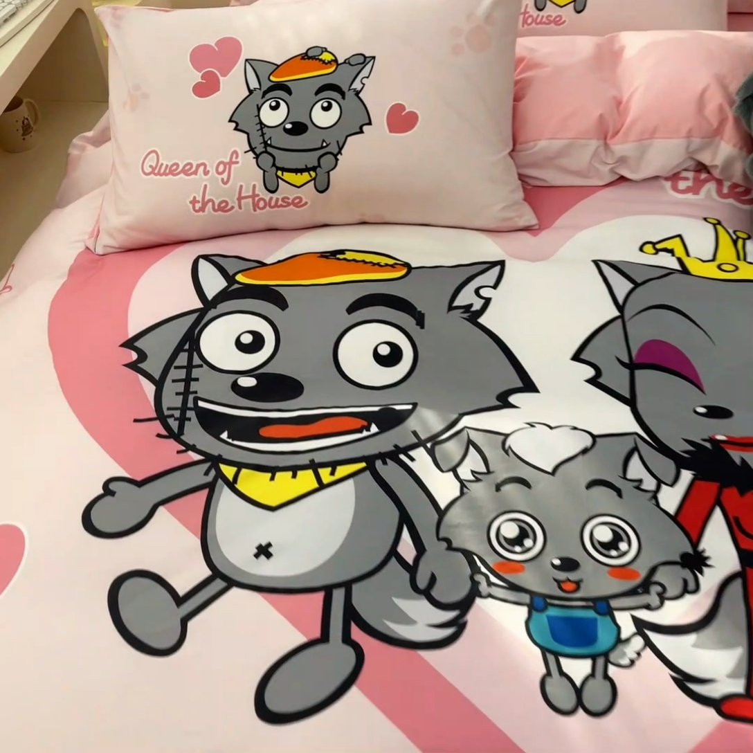 91家纺网 家纺一手货源 找家纺 （总）金爱家 2025新款喜洋洋纯棉数码印花系列四件套