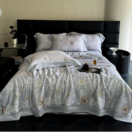 91家纺网 家纺一手货源 找家纺 （总）娇逸家居 2025新款60支兰精天丝夏被数码印花夏被四件套