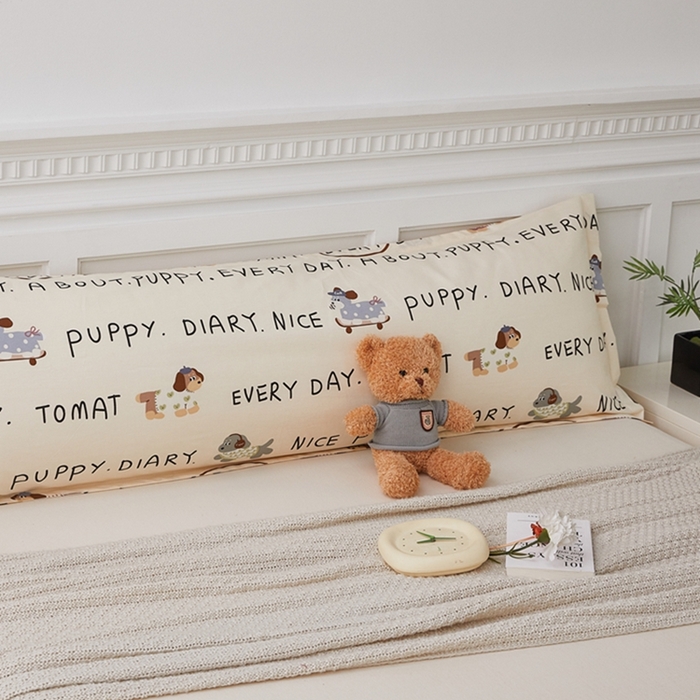 91家纺网 家纺一手货源 找家纺 翎盈家纺 2025新款纯棉小清新双人枕套 运动狗狗