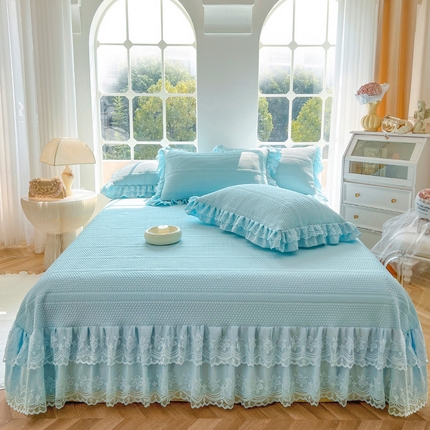 乐朵家居 2025新款洛丽塔系列A类凉感席三件套 洛丽塔-蓝