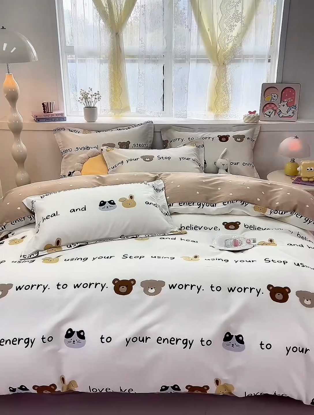 91家纺网 家纺一手货源 找家纺 珂博家纺 2025新款12868全棉纯棉小清新印花四件套 熊乐无限