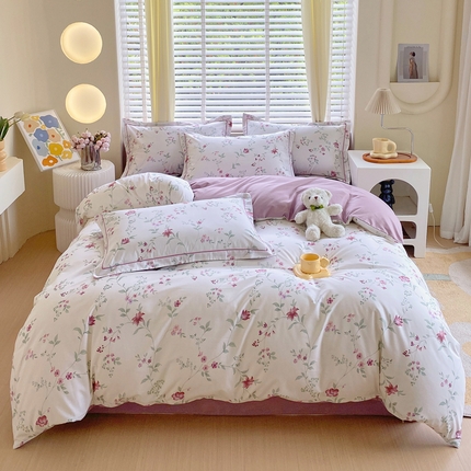 星期三家纺 2025新款铂金全棉纯棉13372四件套（加老板微信有会员价）（加老板微信有会员价） 夏花依旧