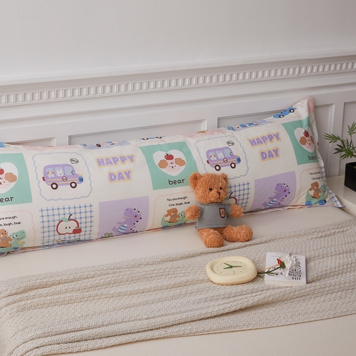 91家纺网 家纺一手货源 找家纺 翎盈家纺 2025新款纯棉小清新双人枕套 快乐旅行