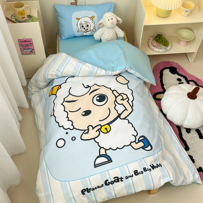 91家纺网 家纺一手货源 找家纺 金爱家 2025新款喜羊羊系列幼儿园三件套 幼儿园-Y羊先生