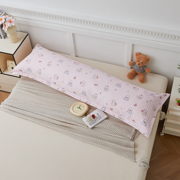 91家纺网 家纺一手货源 找家纺 翎盈家纺 2025新款纯棉小清新双人枕套 可爱家族