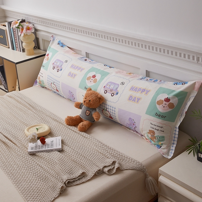 91家纺网 家纺一手货源 找家纺 翎盈家纺 2025新款纯棉小清新双人枕套 快乐旅行