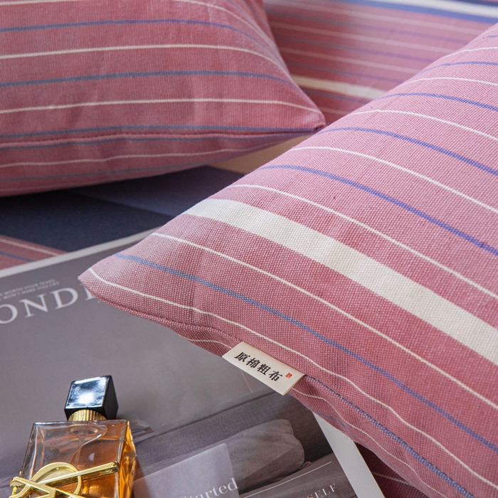 91家纺网 家纺一手货源 找家纺 邵依家纺 2025新款原棉老粗布印花床单系列 时光偶遇-豆沙