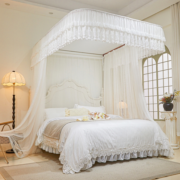 91家纺网 家纺一手货源 找家纺 梦尔佳蚊帐2025新款U型导轨蚊帐-861荣华富贵系列 婚纱白