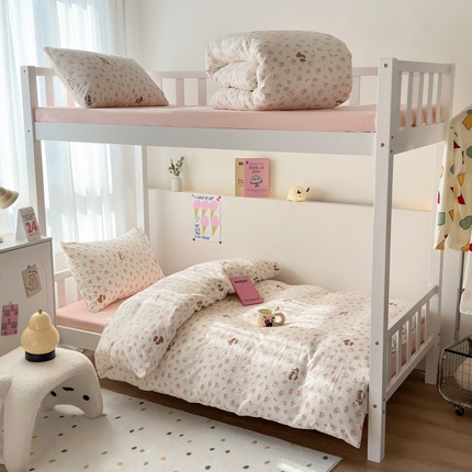 妖妖家纺2025新款学生宿舍床枕套定位水洗棉三件套四件套 元气乐园