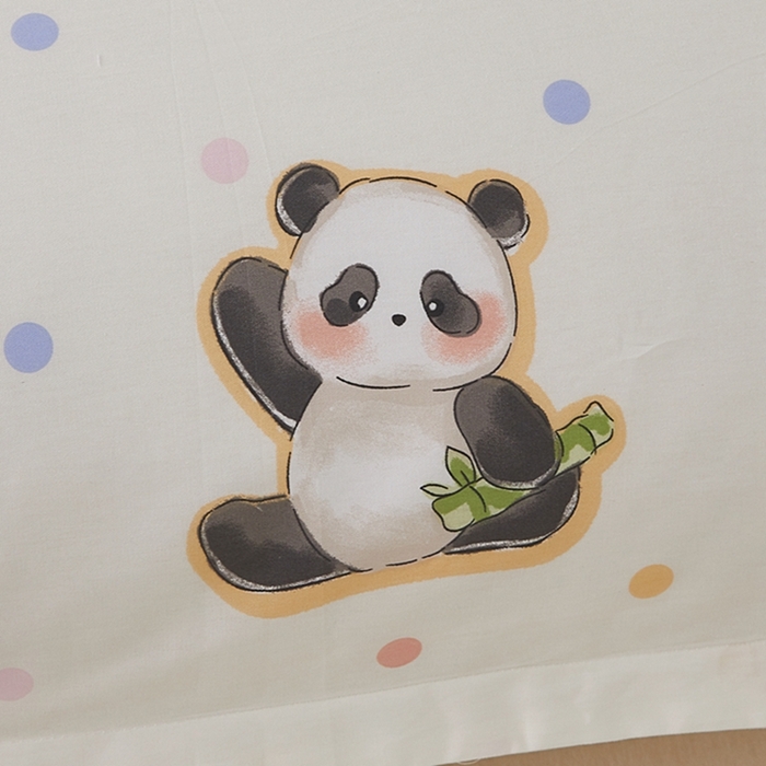 91家纺网 家纺一手货源 找家纺 翎盈家纺 2025新款纯棉小清新双人枕套 布偶熊猫