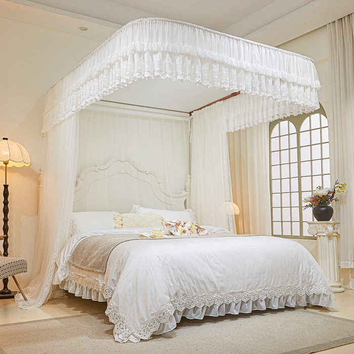 91家纺网 家纺一手货源 找家纺 梦尔佳蚊帐2025新款U型导轨蚊帐-861荣华富贵系列 婚纱白