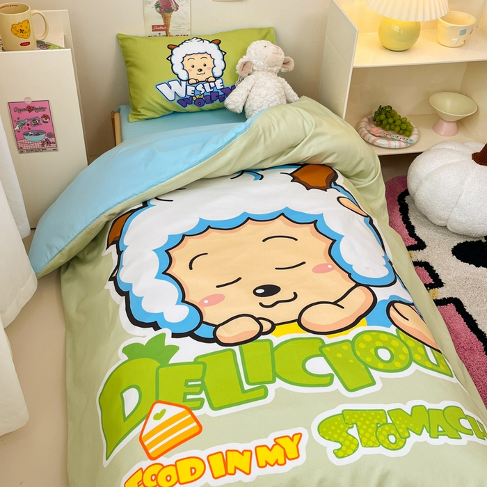 91家纺网 家纺一手货源 找家纺 金爱家 2025新款喜羊羊系列幼儿园三件套 幼儿园-Y美梦羊羊