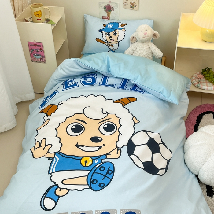 91家纺网 家纺一手货源 找家纺 金爱家 2025新款喜羊羊系列幼儿园三件套 幼儿园-Y足球小子