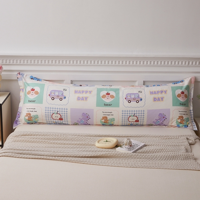 91家纺网 家纺一手货源 找家纺 翎盈家纺 2025新款纯棉小清新双人枕套 快乐旅行