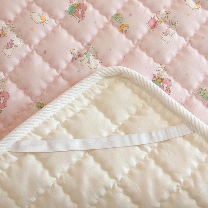 91家纺网 家纺一手货源 找家纺 嗨生活 2025新款7A抗菌全棉双层纱床垫 床褥 幼儿园床垫 儿童床垫 支持定做  你好小兔