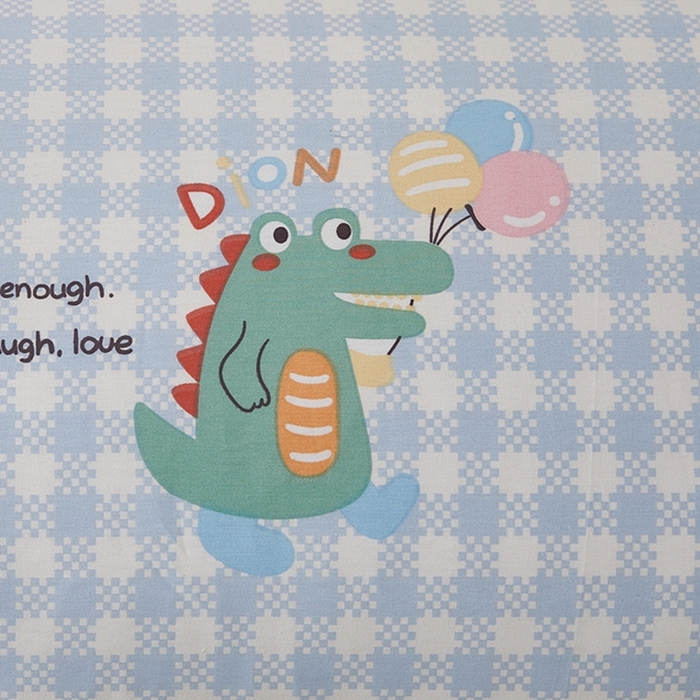 91家纺网 家纺一手货源 找家纺 翎盈家纺 2025新款纯棉小清新双人枕套 大眼恐龙-蓝