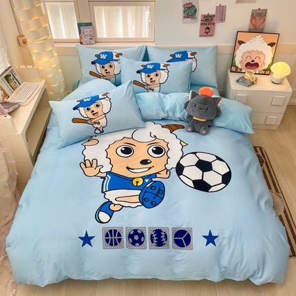金爱家 2025新款喜洋洋纯棉数码印花系列四件套 足球小子