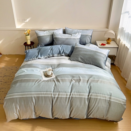 庭彤 2025春夏新款莱赛尔天丝印花三件套四件套 格调蓝深蓝