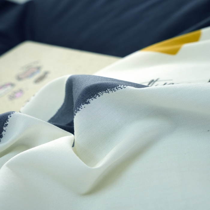 91家纺网 家纺一手货源 找家纺 珂博家纺 2025新款12868全棉纯棉小清新印花四件套 心语条纹