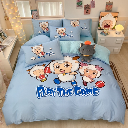 金爱家 2025新款喜洋洋纯棉数码印花系列四件套 亲亲伙伴