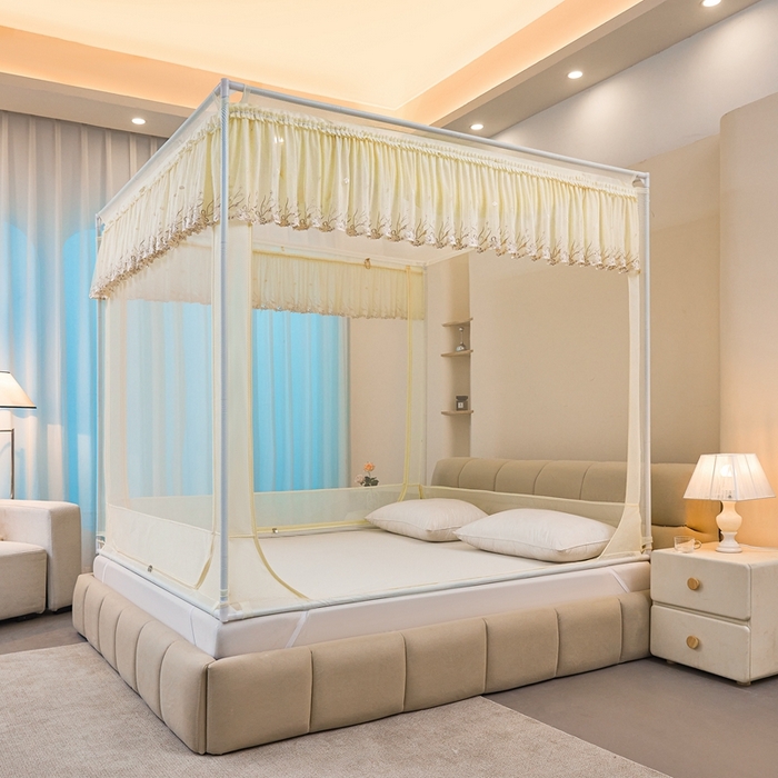 91家纺网 家纺一手货源 找家纺 梦尔佳蚊帐2025新款TU绣花蚊帐-859窈窕淑女系列 优雅嫩黄