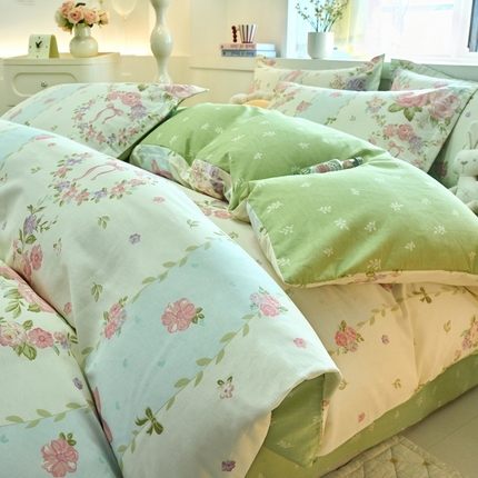 珂博家纺 2025新款12868全棉纯棉小清新印花四件套 迷人轻语