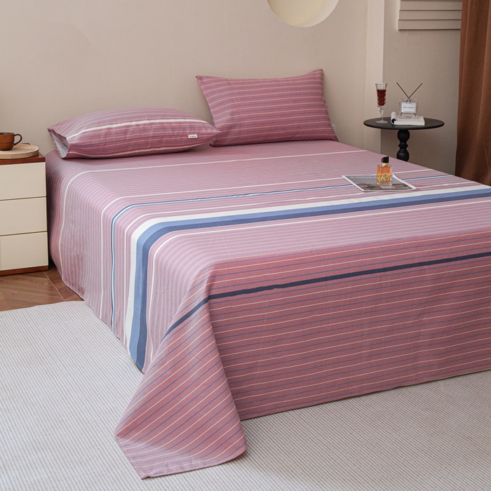 91家纺网 家纺一手货源 找家纺 邵依家纺 2025新款原棉老粗布印花床单系列 时光偶遇-豆沙