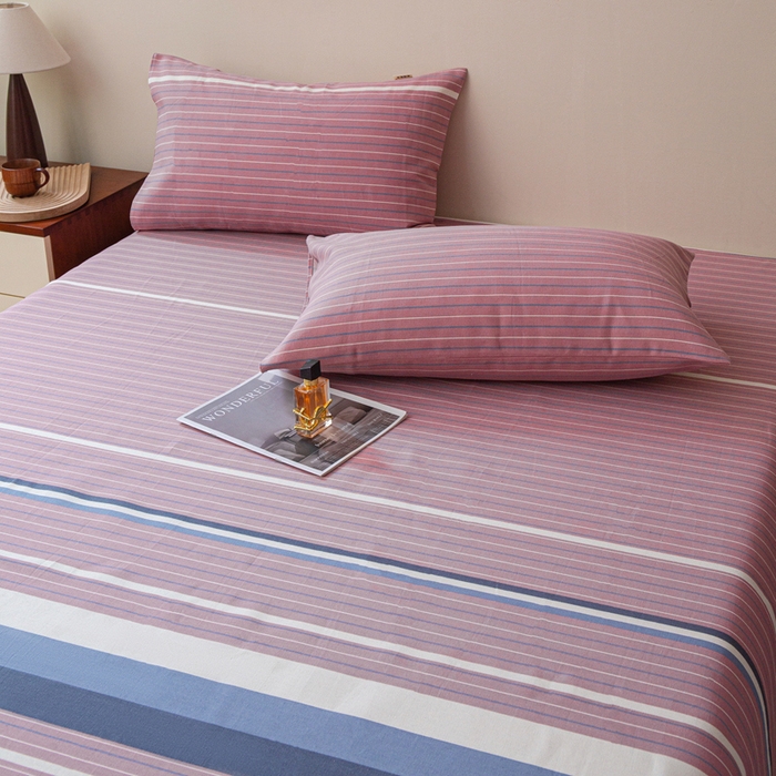 91家纺网 家纺一手货源 找家纺 邵依家纺 2025新款原棉老粗布印花床单系列 时光偶遇-豆沙