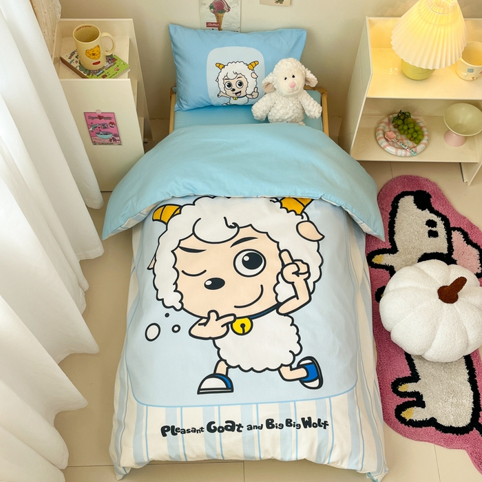 91家纺网 家纺一手货源 找家纺 金爱家 2025新款喜羊羊系列幼儿园三件套 幼儿园-Y羊先生