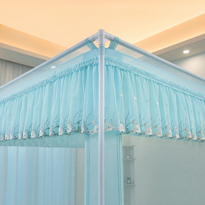 91家纺网 家纺一手货源 找家纺 梦尔佳蚊帐2025新款TU绣花蚊帐-859窈窕淑女系列 清爽水蓝