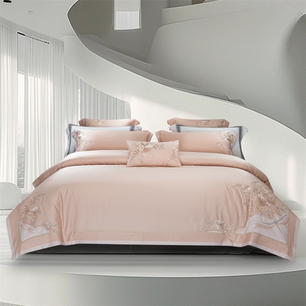 91家纺网 家纺一手货源 找家纺 （总）高大尚婚庆馆 2025春夏新款 长绒棉高端绣花四件套-奥德丽