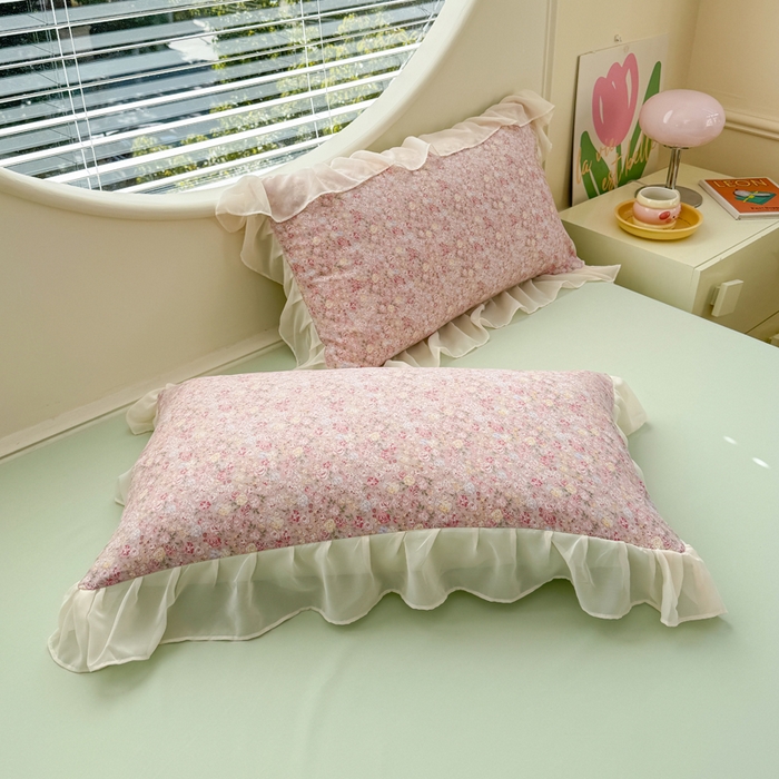 91家纺网 家纺一手货源 找家纺 橘子家 2025新款云纱四件套 蔷薇花开