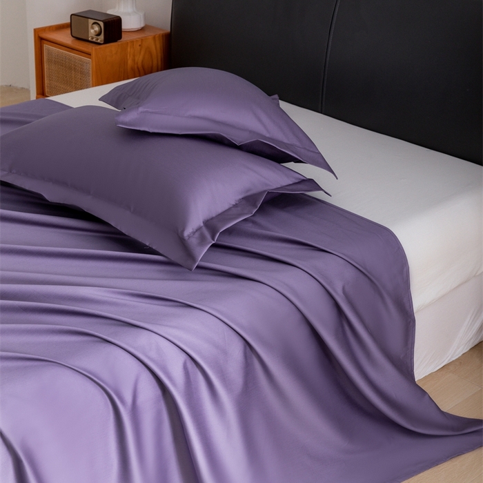 91家纺网 家纺一手货源 找家纺 宝时兰 2025新款100支新疆长绒棉单品床单全棉枕套纯棉三件套 凝夜紫