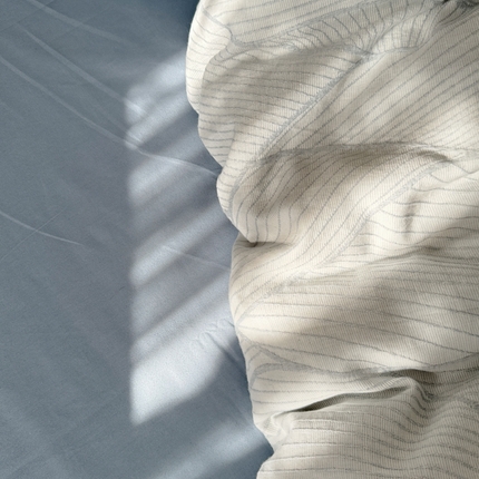 眠博士2025新款AB版简约时尚A类全棉三层纱系列单被套 三层纱-曲线-蓝