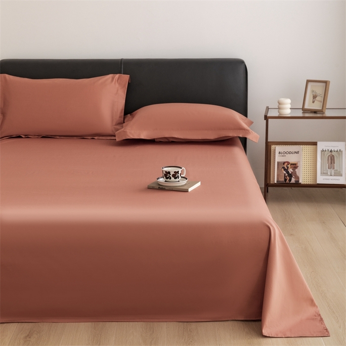 91家纺网 家纺一手货源 找家纺 宝时兰 2025新款100支新疆长绒棉单品床单全棉枕套纯棉三件套 枫叶橘